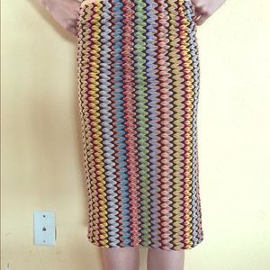 Girls 10-12 black multi knit skirt, handmade